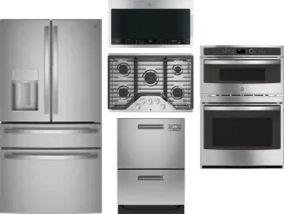 5 Piece Package Includes Refrigerator, Cooktop, Wall Oven, Microwave And Dishwasher